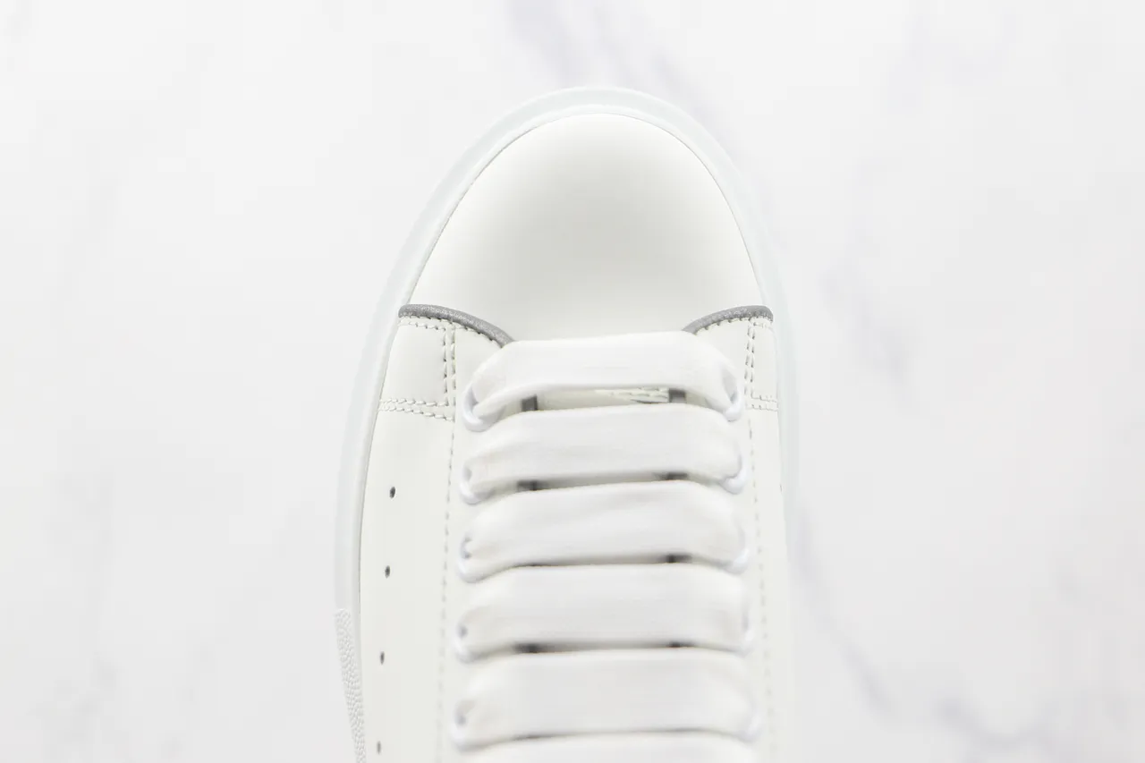 Alexander McQueen Oversized Sneaker White Silver Platform Sole Smooth Leather Upper Lifestyle Sneakers 5