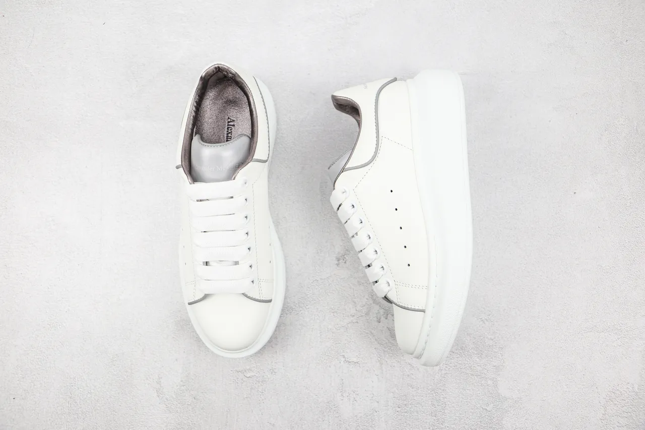 Alexander McQueen Oversized Sneaker White Silver Platform Sole Smooth Leather Upper Lifestyle Sneakers 8