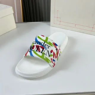 Alexander McQueen Printed Strap White Slippers