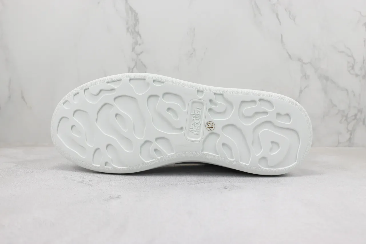 Alexander McQueen White Gray Oversized Platform Sole Smooth Leather Upper Lifestyle Sneakers 8