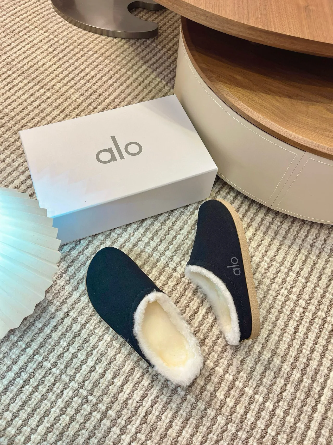 Alo Black Shearling-Lined Suede Slipper 2