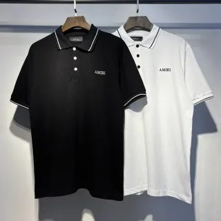 Amiri Noir Blanc Piqué Knit Contraste Tubing Polo