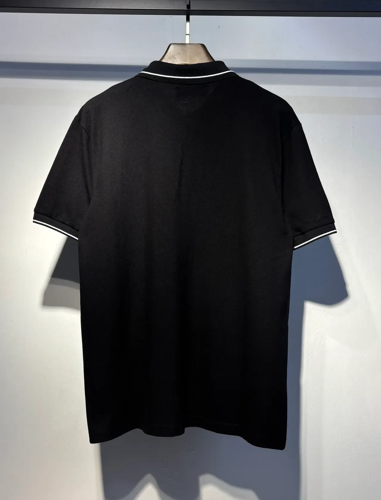 Amiri Black White Piqué Knit Contrast Piping Polo Shirt 2