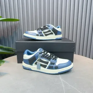 Amiri Blue Black Geometric Cage Overlay Layered Panel Construction Lifestyle Sneakers