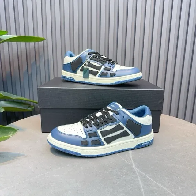 Amiri Blue Black Geometric Cage Overlay Layered Panel Construction Lifestyle Sneakers 3