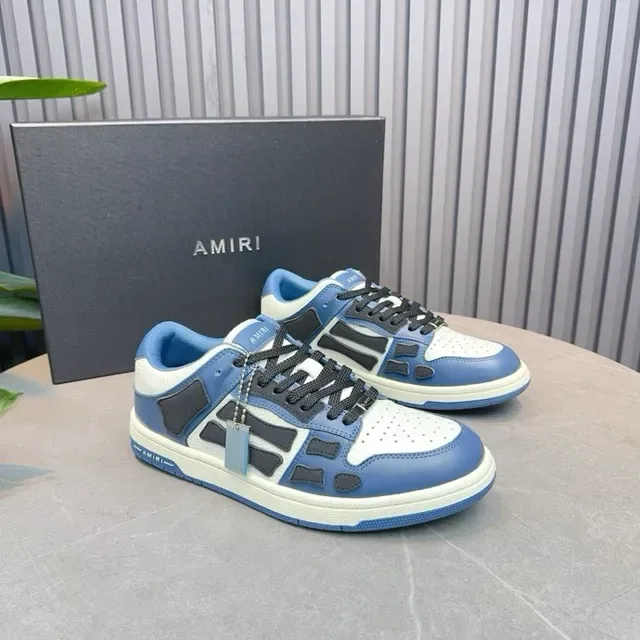 Amiri Blue Black Geometric Cage Overlay Layered Panel Construction Lifestyle Sneakers 7