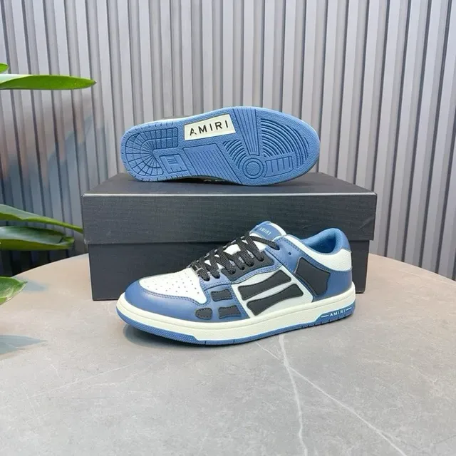 Amiri Blue Black Geometric Cage Overlay Layered Panel Construction Lifestyle Sneakers 8