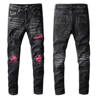 Amiri Distressed Slim Fit Black Pink Jeans