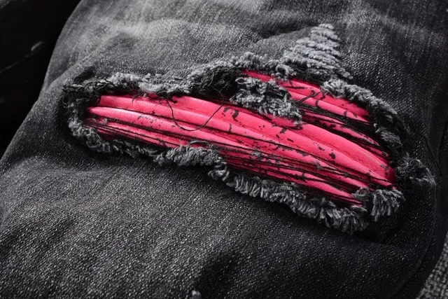 Amiri Distressed Slim Fit Black Pink Jeans 2