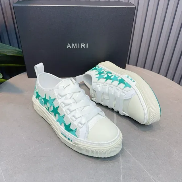 Amiri MA Court Sneakers Blanc et Turquoise Étoile Lifestyle 2