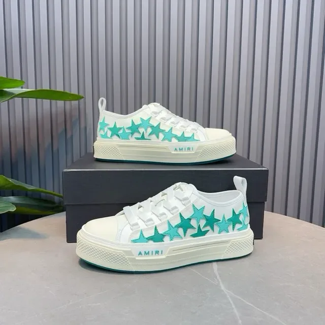 Amiri MA Court Sneakers Blanc et Turquoise Étoile Lifestyle 3