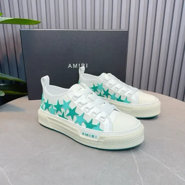 Amiri MA Court Sneakers Blanc et Turquoise Étoile Lifestyle 4