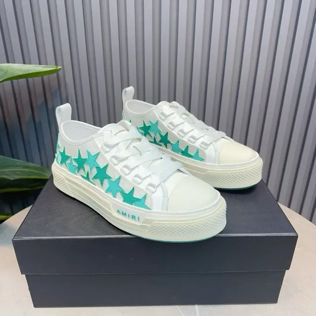 Amiri MA Court Sneakers Blanc et Turquoise Étoile Lifestyle 5