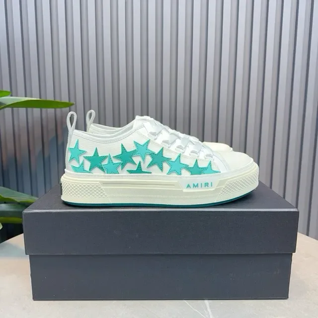 Amiri MA Court Sneakers Blanc et Turquoise Étoile Lifestyle 6