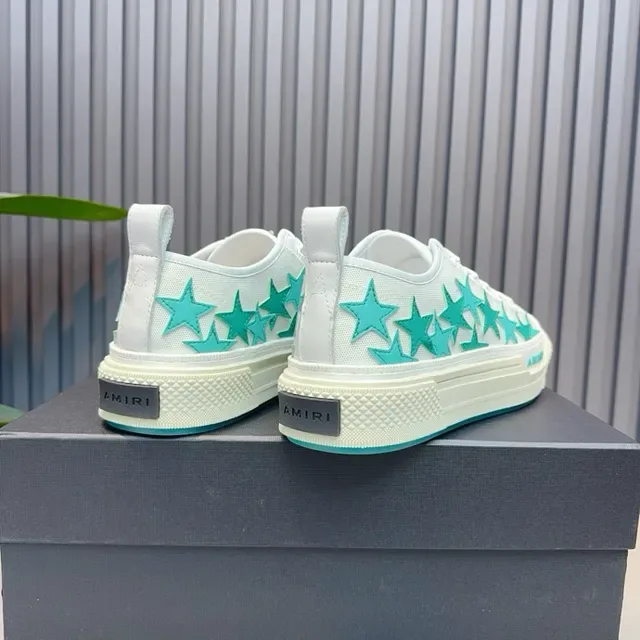 Amiri MA Court Sneakers Blanc et Turquoise Étoile Lifestyle 7