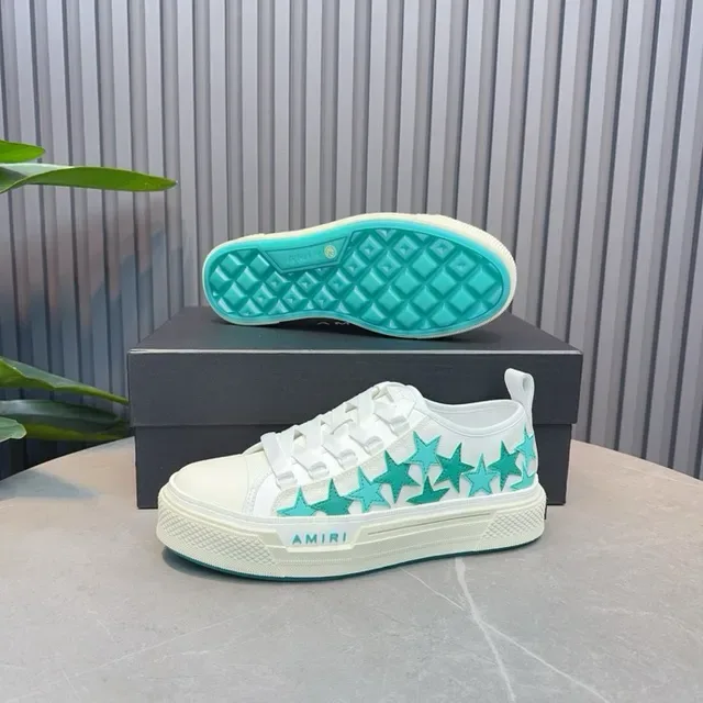 Amiri MA Court Sneakers Blanc et Turquoise Étoile Lifestyle 8