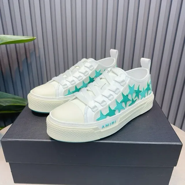 Amiri MA Court Sneakers Blanc et Turquoise Étoile Lifestyle 9