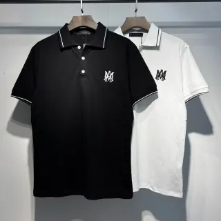 Camiseta Polo Amiri Monogram Negro Blanco Embroidered Contrast Piping