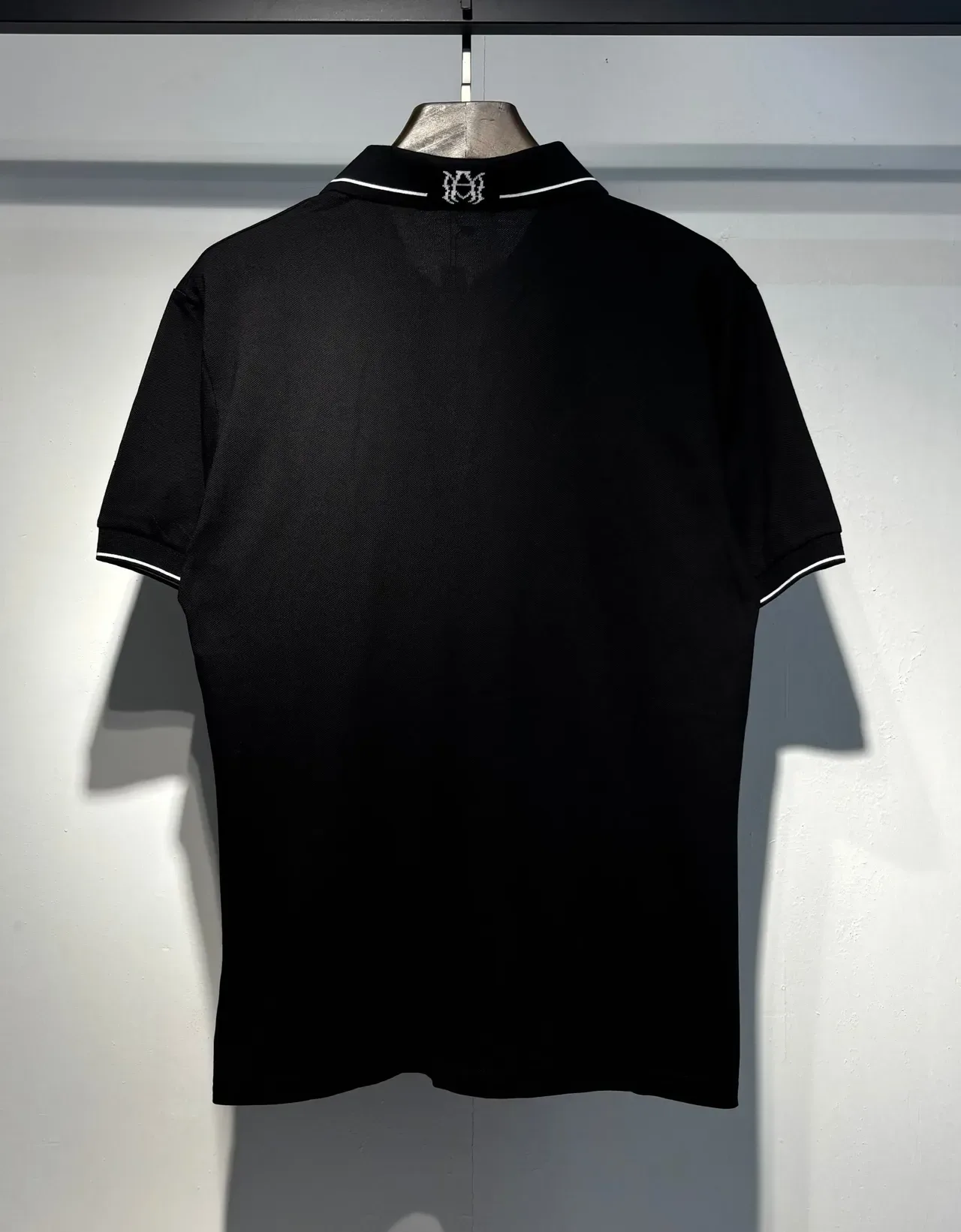 Amiri Monogram Black White Embroidered Contrast Piping Polo Shirt 2
