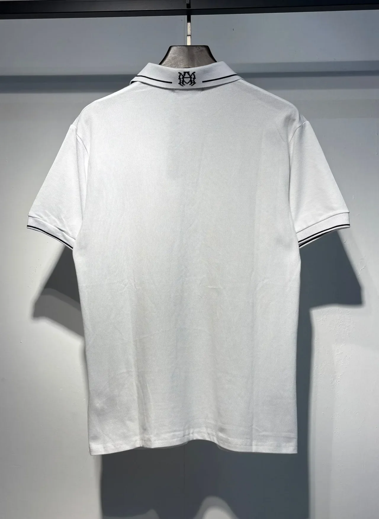 Amiri Monogram Black White Embroidered Contrast Piping Polo Shirt 4