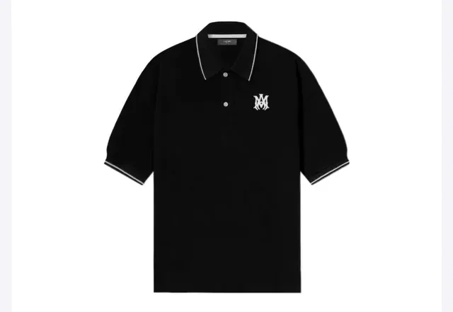 Amiri Monogram Black White Embroidered Contrast Piping Polo Shirt 6