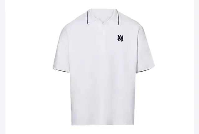 Amiri Monogram Black White Embroidered Contrast Piping Polo Shirt 7