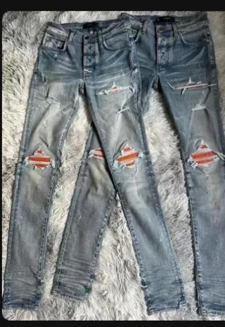 Amiri MX1 Ultra Suede Blue Distressed Jeans 3