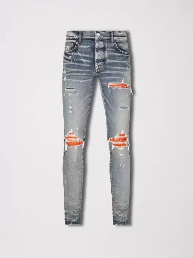 Amiri MX1 Ultra Suede Blue Distressed Jeans 4