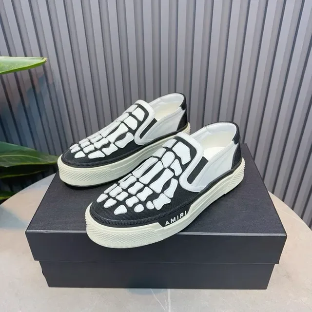 Amiri Skel Top Sneakers Lifestyle Noir et Blanc avec Impression Os Squelettique 3