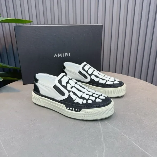 Amiri Skel Top Sneakers Lifestyle Noir et Blanc avec Impression Os Squelettique 6
