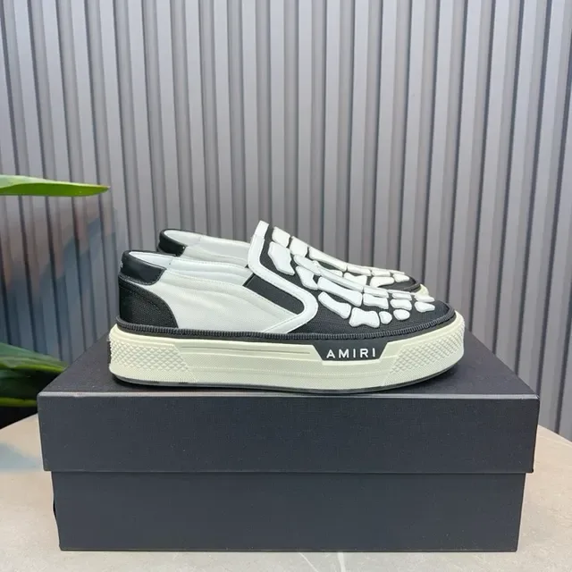 Amiri Skel Top Sneakers Lifestyle Noir et Blanc avec Impression Os Squelettique 7