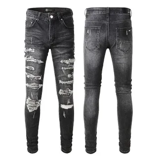 Amiri Skel Top Black White Distressed Slim-Fit Jeans