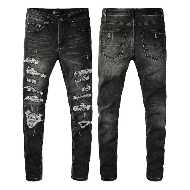 Amiri Skel Top Black White Distressed Slim-Fit Jeans 2