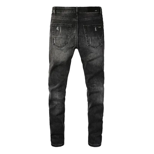 Amiri Skel Top Black White Distressed Slim-Fit Jeans 3