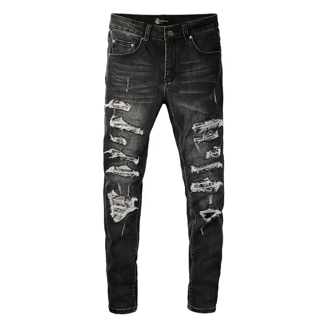 Amiri Skel Top Black White Distressed Slim-Fit Jeans 4