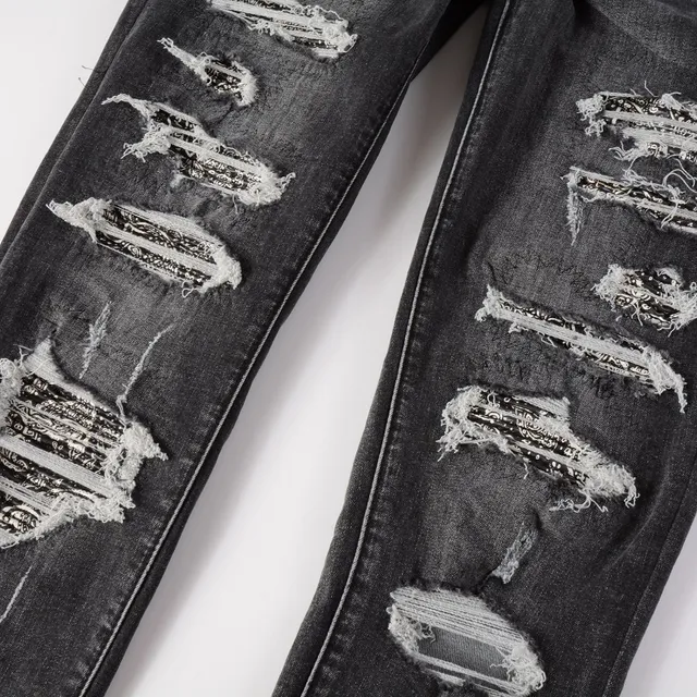 Amiri Skel Top Black White Distressed Slim-Fit Jeans 10