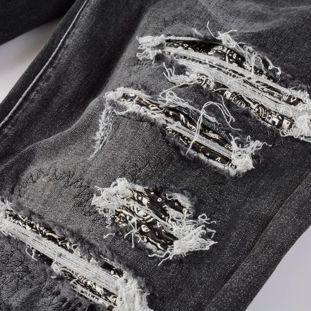 Amiri Skel Top Black White Distressed Slim-Fit Jeans 11