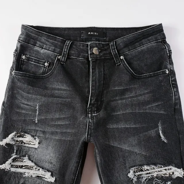 Amiri Skel Top Black White Distressed Slim-Fit Jeans 15