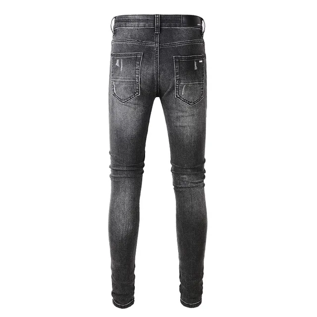 Amiri Skel Top Black White Distressed Slim-Fit Jeans 16