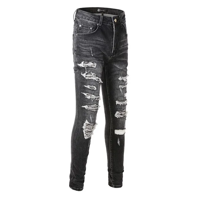 Amiri Skel Top Black White Distressed Slim-Fit Jeans 17
