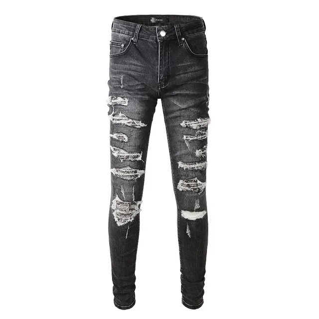 Amiri Skel Top Black White Distressed Slim-Fit Jeans 18
