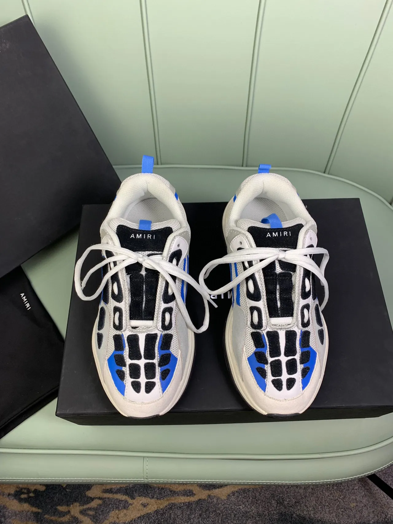 Amiri Skel Top White Black Blue Chunky Sneakers 8