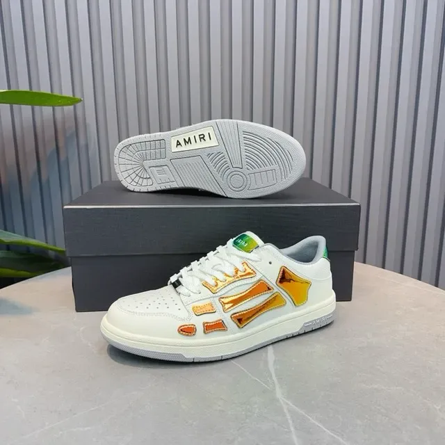 Amiri Skel Top baskets lifestyle blanches oranges iridescentes 8