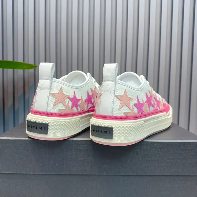 Amiri White Pink Low-Top Canvas-Like Upper Lifestyle Sneakers 2