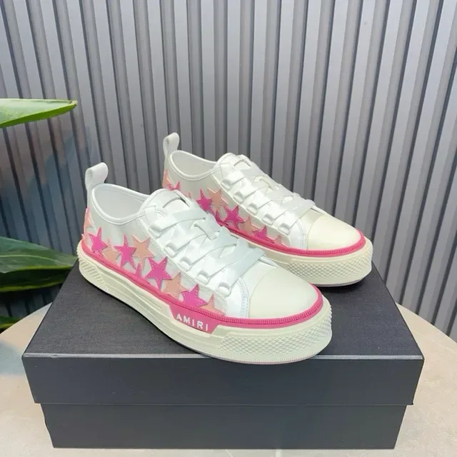 Amiri White Pink Low-Top Canvas-Like Upper Lifestyle Sneakers 3