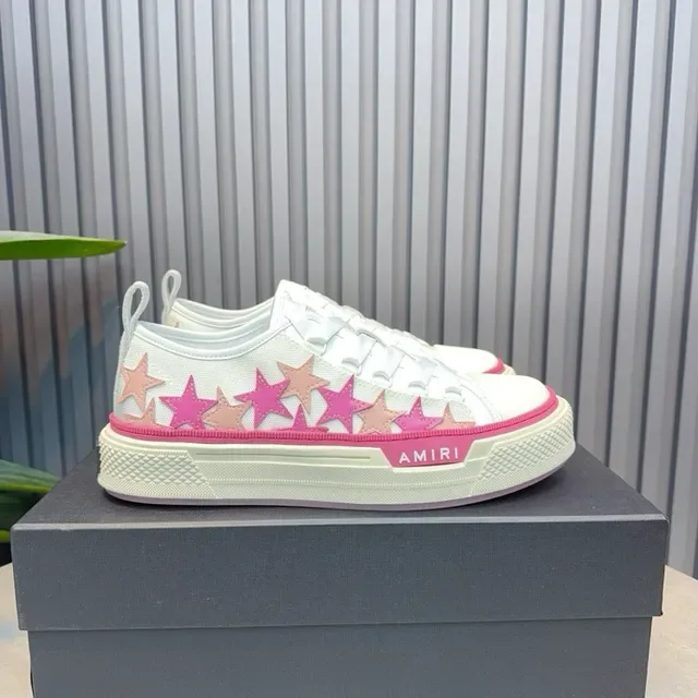 Amiri White Pink Low-Top Canvas-Like Upper Lifestyle Sneakers 5