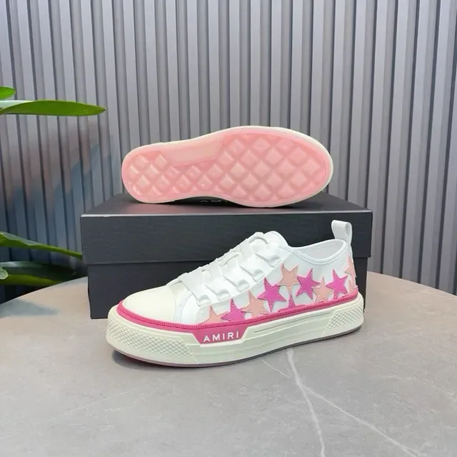 Amiri White Pink Low-Top Canvas-Like Upper Lifestyle Sneakers 6