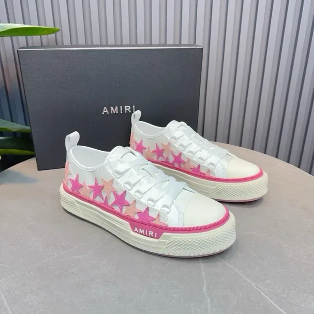 Amiri White Pink Low-Top Canvas-Like Upper Lifestyle Sneakers 7