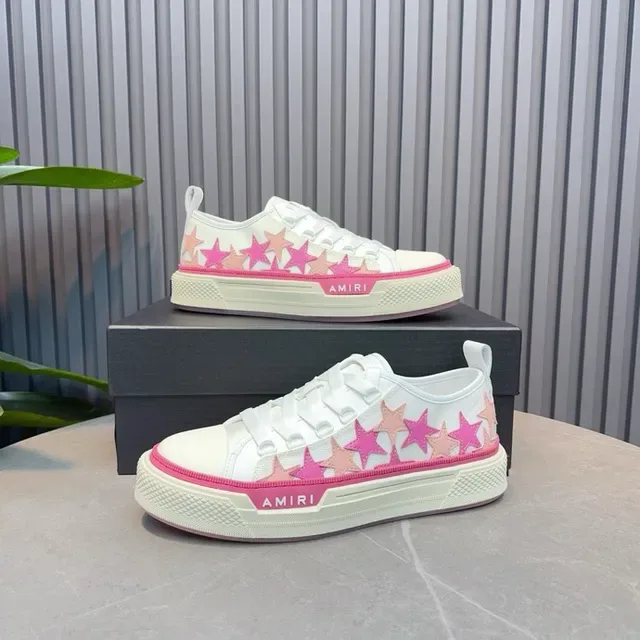 Amiri White Pink Low-Top Canvas-Like Upper Lifestyle Sneakers 9
