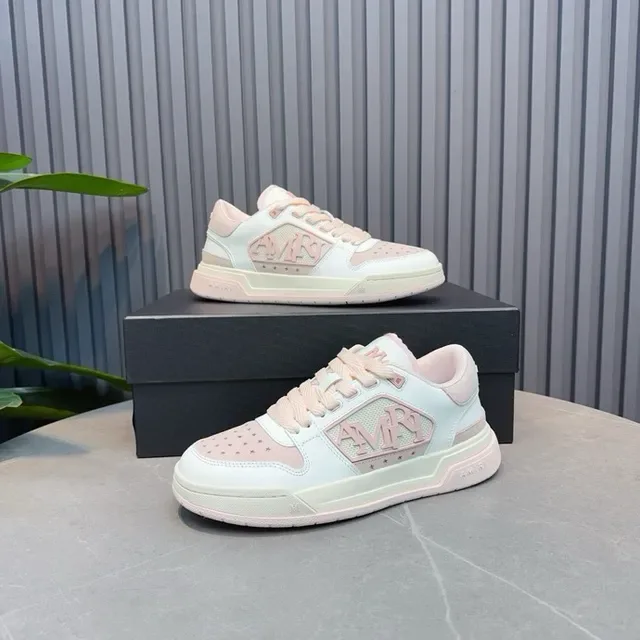 Amiri Tênis lifestyle branco e rosa low-top com perfurações na ponta 4